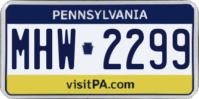 PA license plate MHW2299