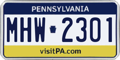 PA license plate MHW2301