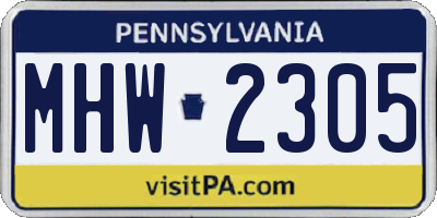 PA license plate MHW2305