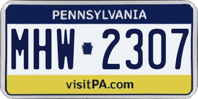 PA license plate MHW2307