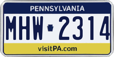 PA license plate MHW2314