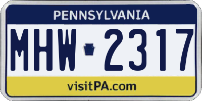 PA license plate MHW2317