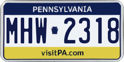 PA license plate MHW2318