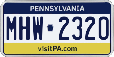 PA license plate MHW2320