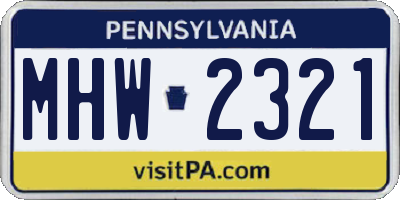 PA license plate MHW2321