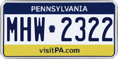 PA license plate MHW2322