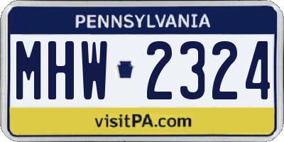 PA license plate MHW2324