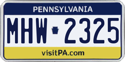 PA license plate MHW2325