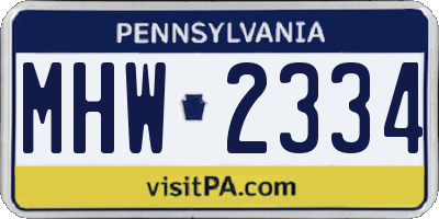 PA license plate MHW2334