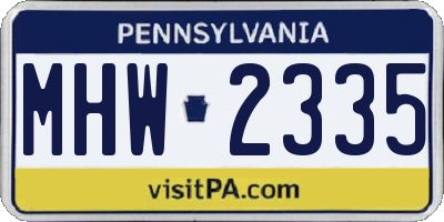 PA license plate MHW2335