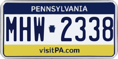 PA license plate MHW2338