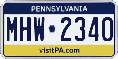 PA license plate MHW2340