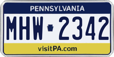 PA license plate MHW2342