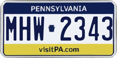 PA license plate MHW2343