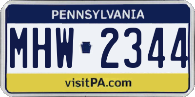 PA license plate MHW2344