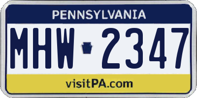 PA license plate MHW2347