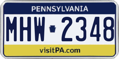 PA license plate MHW2348