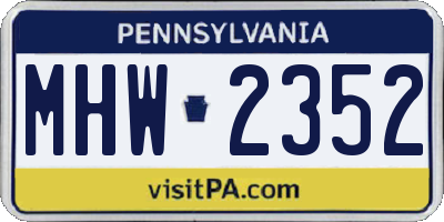 PA license plate MHW2352