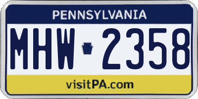 PA license plate MHW2358