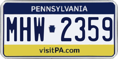 PA license plate MHW2359