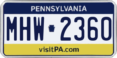 PA license plate MHW2360