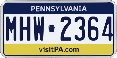 PA license plate MHW2364