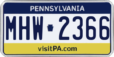 PA license plate MHW2366