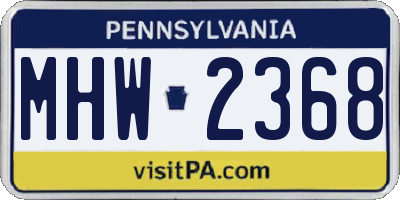 PA license plate MHW2368