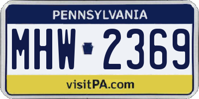 PA license plate MHW2369