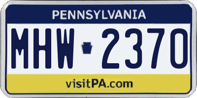 PA license plate MHW2370