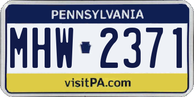 PA license plate MHW2371