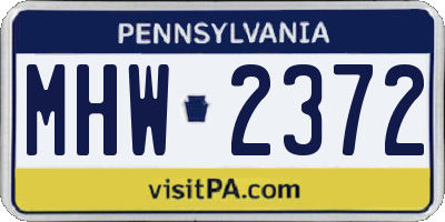 PA license plate MHW2372