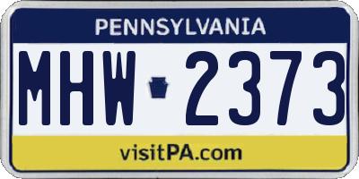 PA license plate MHW2373