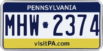 PA license plate MHW2374