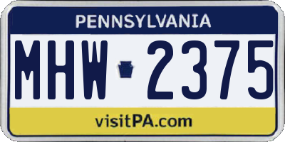 PA license plate MHW2375