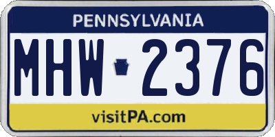 PA license plate MHW2376