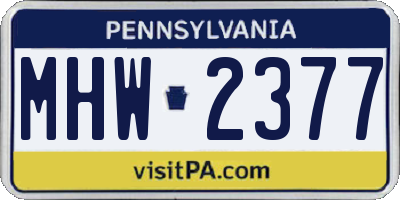 PA license plate MHW2377