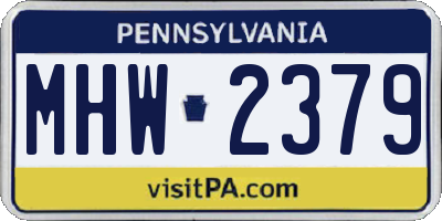 PA license plate MHW2379