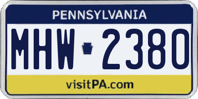 PA license plate MHW2380