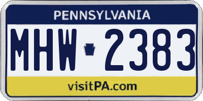 PA license plate MHW2383