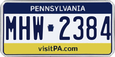 PA license plate MHW2384