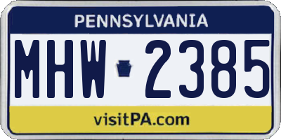 PA license plate MHW2385