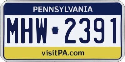 PA license plate MHW2391