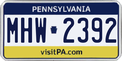 PA license plate MHW2392