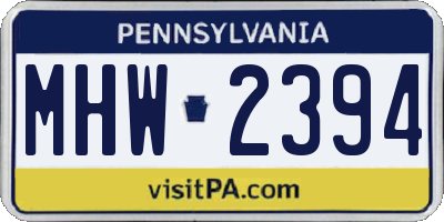 PA license plate MHW2394