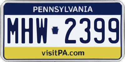PA license plate MHW2399