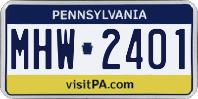 PA license plate MHW2401