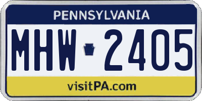PA license plate MHW2405