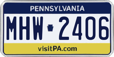 PA license plate MHW2406