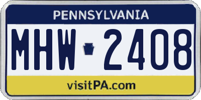 PA license plate MHW2408